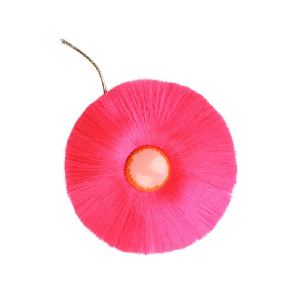 Hattie Carnegie Womens Vintage Gold Tone Pink Dynel Fiber Flower Brooch 6.25"